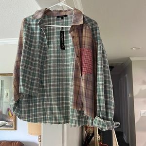 Cropped flannel button up